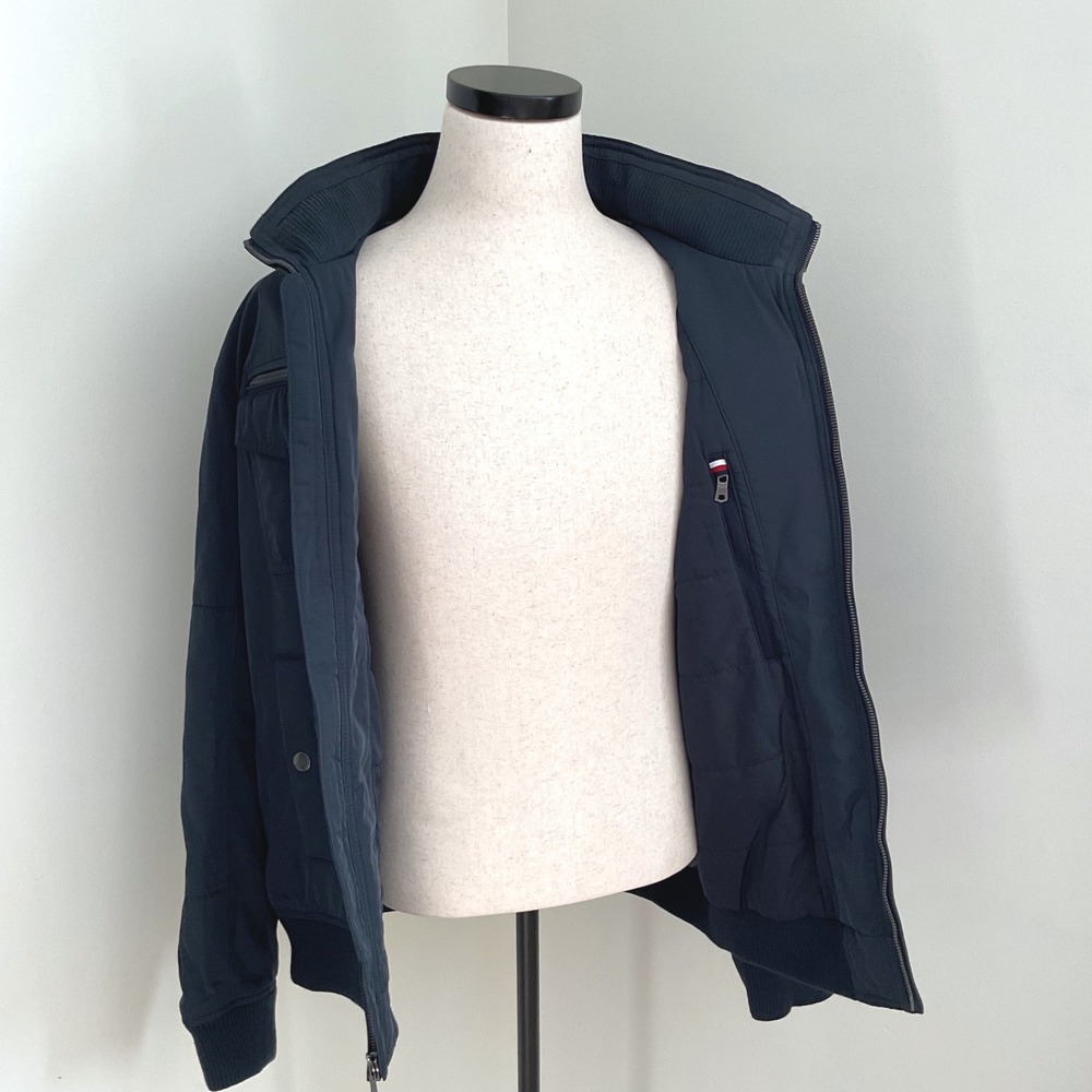 Tommy Hilfiger Jacket‎ XL Mens Full Zip Bomber Blue Collared Hidden Hood - Picture 6 of 9